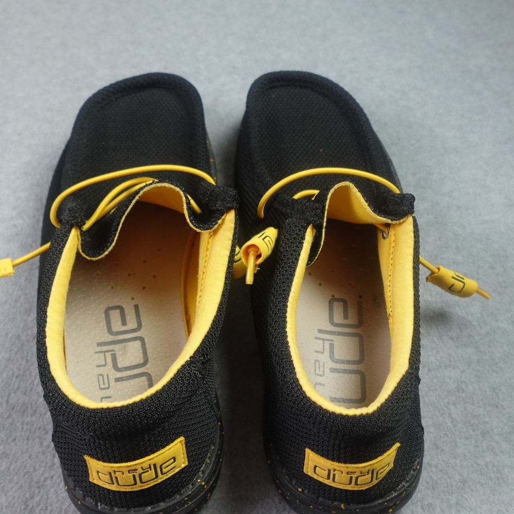 Hey Dude Shoes Mens Size 9 Black Yellow Casual Wally Sox Loafer Lightweight - Picture 7 of 10